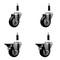 Service Caster 3.5'' Black Poly Wheel Swivel 7/8'' Expanding Stem Caster Set 2 Brakes, 4PK SCC-EX20S3514-PPUB-BLK-2-PLB-2-78 - alternate 1